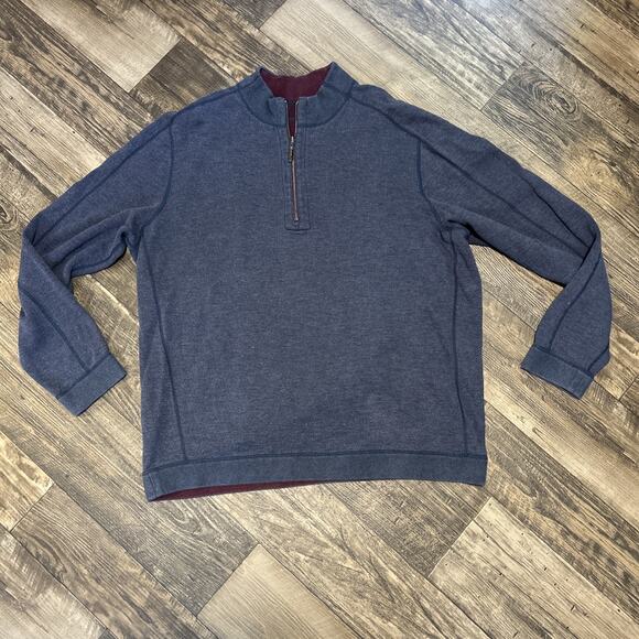 Tommy Bahama Men’s Blue Red Reversible Quarter Zip Pullover Sweatshirt 2XL - Picture 1 of 8